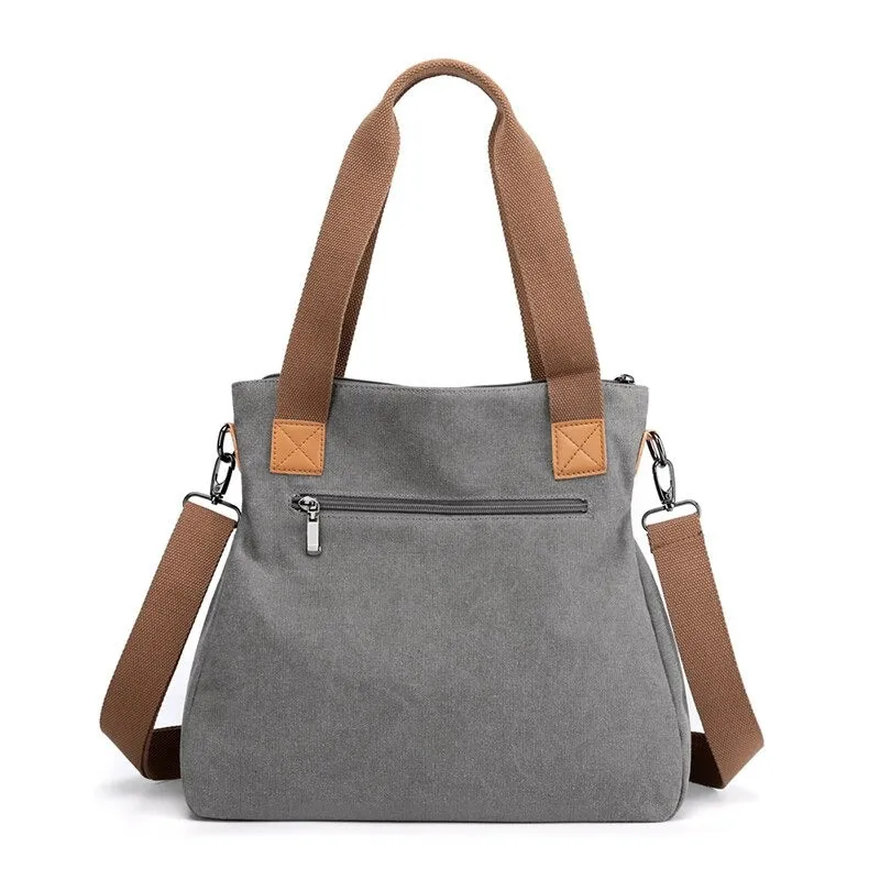 Women's High-Quality Canvas Shoulder Bag with Top Handle