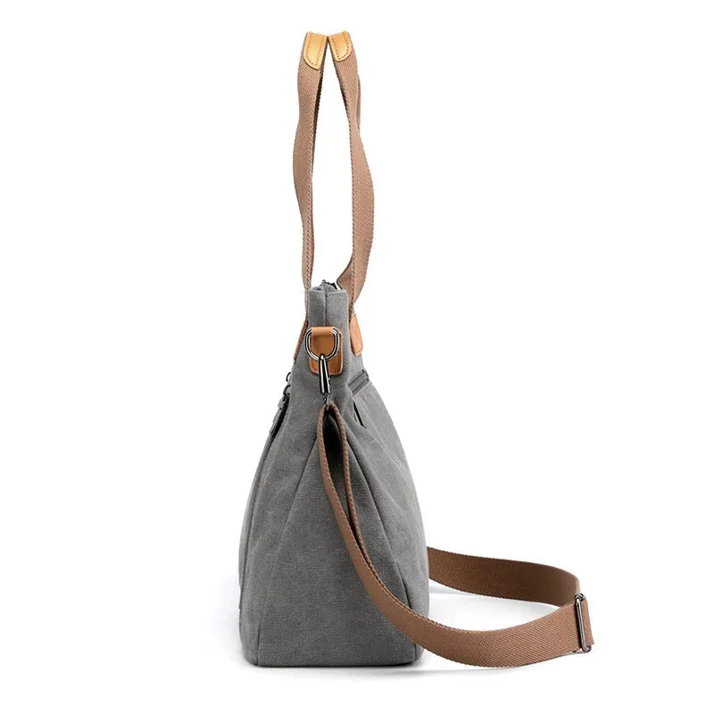 Women's High-Quality Canvas Shoulder Bag with Top Handle