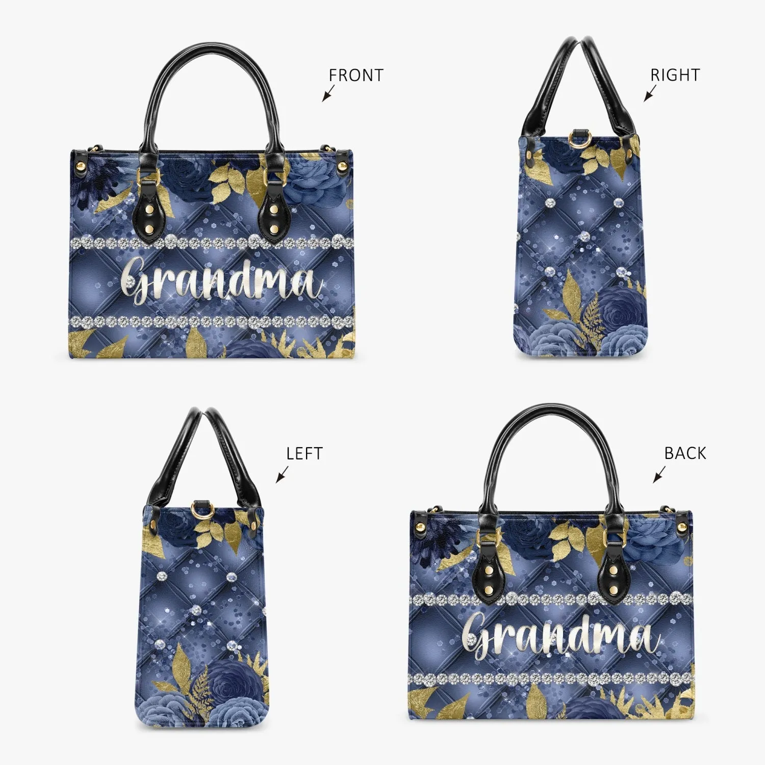 Women's Tote Bag - Navy Floral - Grandma