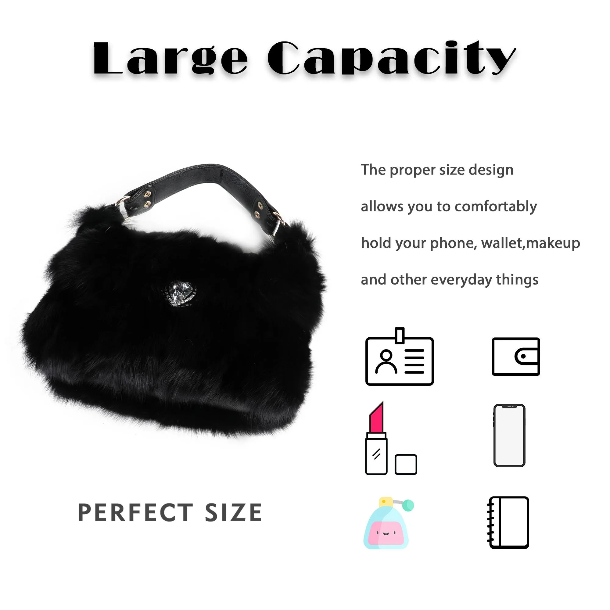 Women's Winter Fox Shoulder Handbags Hand Bag for Women Leather Top Handle Ladies Zipper Soft Stylish Fashion Bag