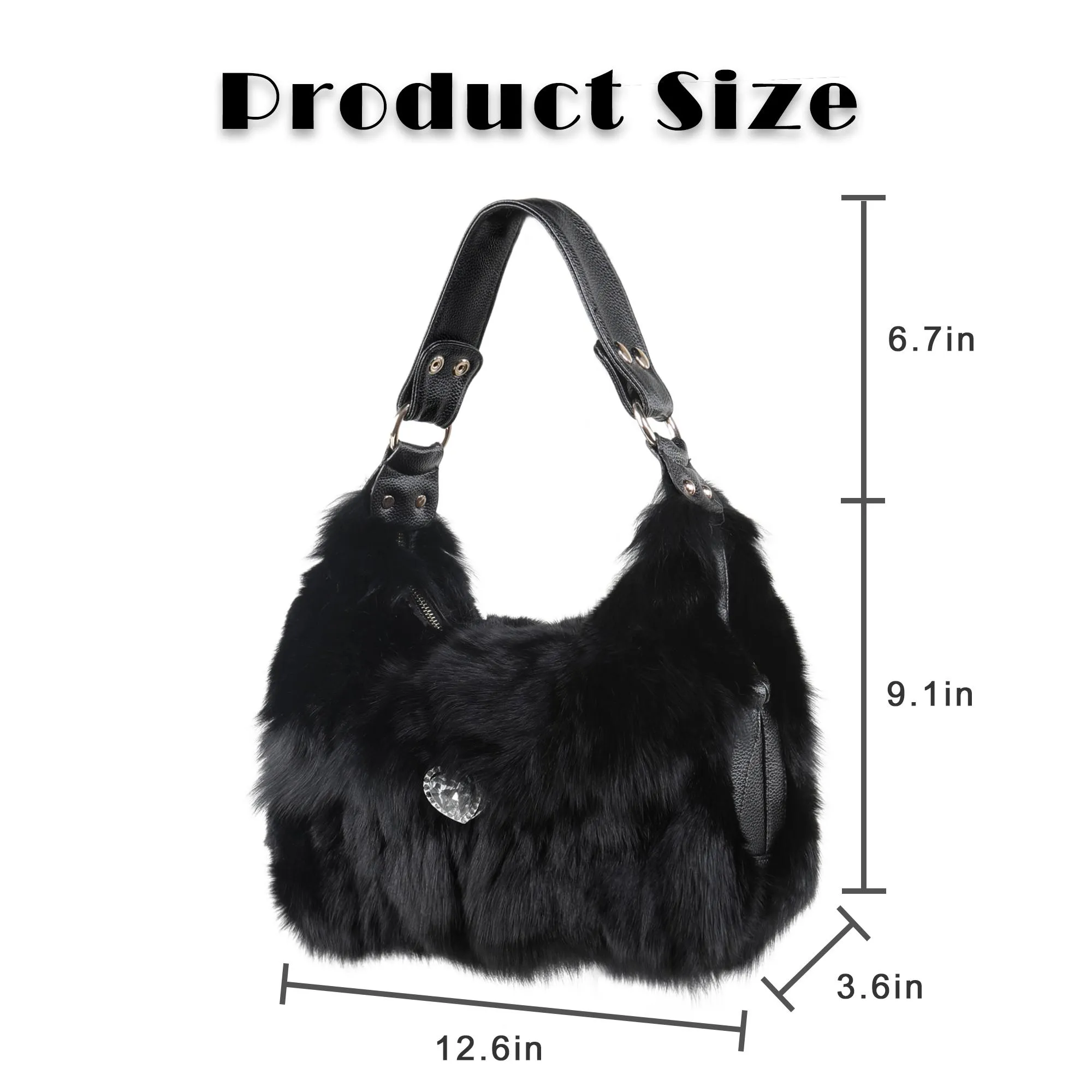 Women's Winter Fox Shoulder Handbags Hand Bag for Women Leather Top Handle Ladies Zipper Soft Stylish Fashion Bag