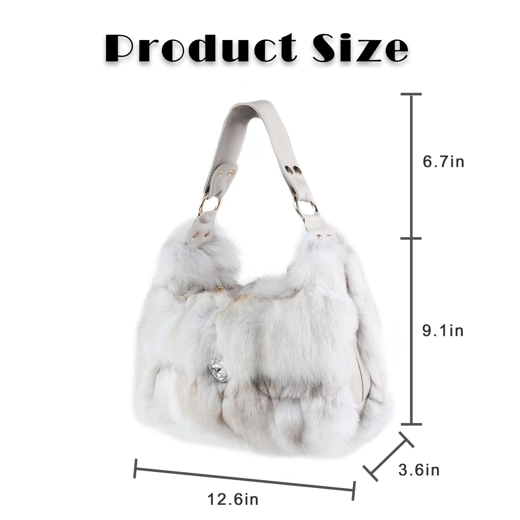 Women's Winter Fox Shoulder Handbags Hand Bag for Women Leather Top Handle Ladies Zipper Soft Stylish Fashion Bag