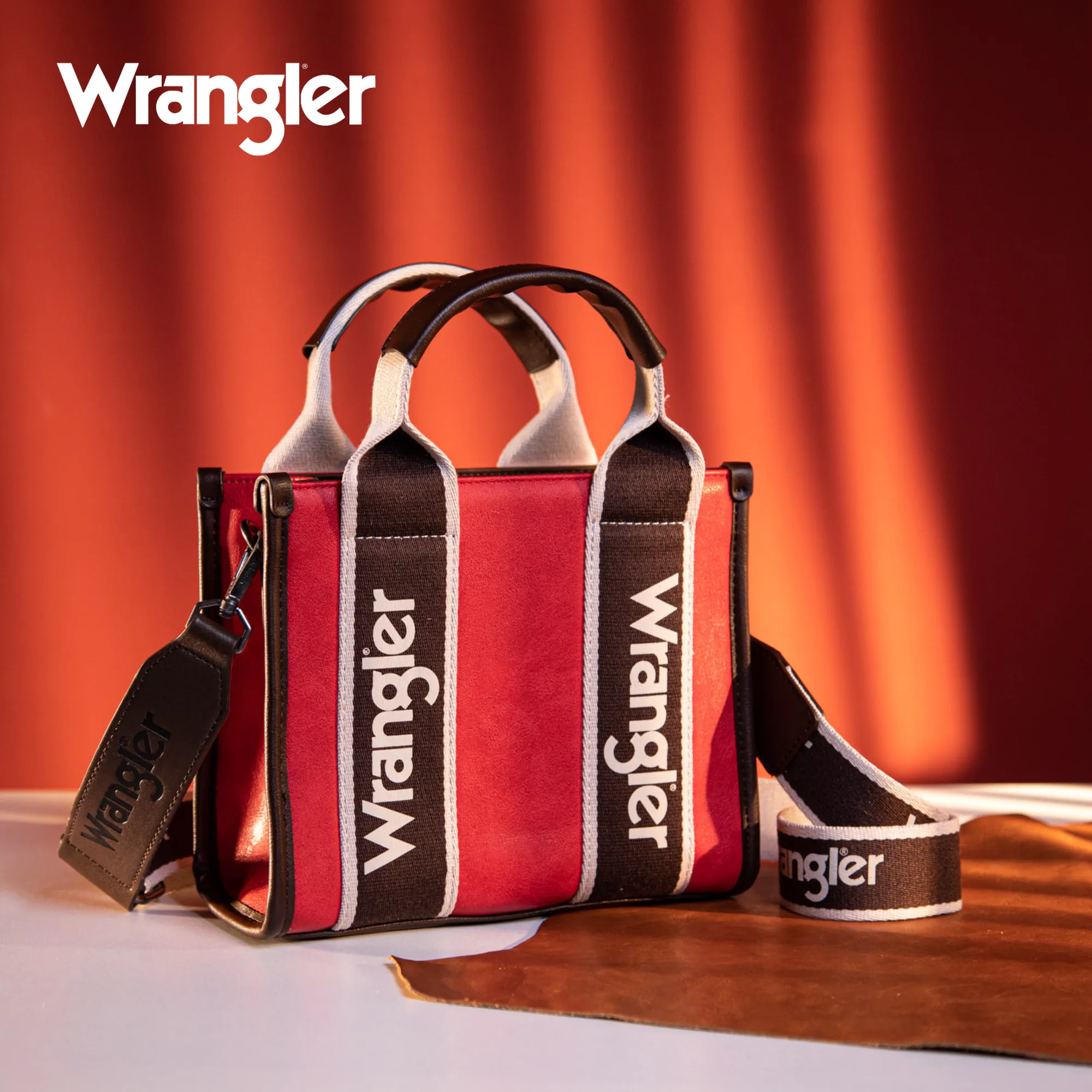 Wrangler Color Block Small Tote/Crossbody -Red