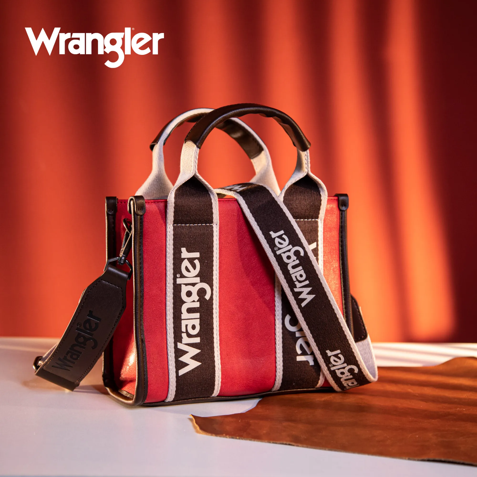 Wrangler Color Block Small Tote/Crossbody -Red