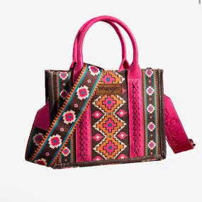 Wrangler Southwestern Print Small Canvas Tote/Crossbody - Hot Pink