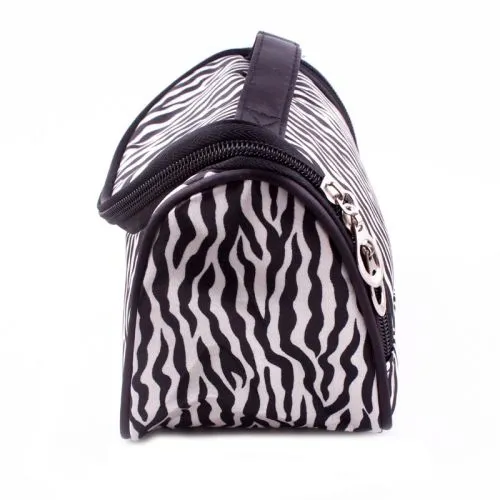 Zebra Print Makeup Bag With Mirror