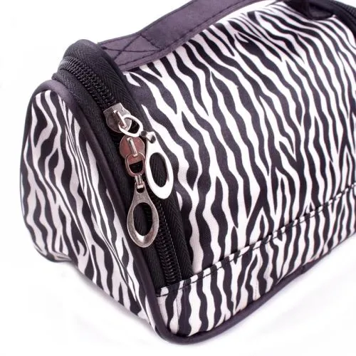 Zebra Print Makeup Bag With Mirror