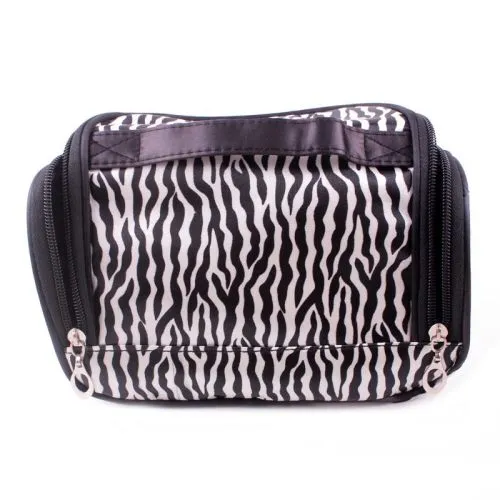 Zebra Print Makeup Bag With Mirror